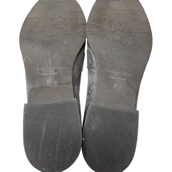 Aquatalia Kelsey Gray Metallic Suede leather Loafers 8.5 - Picture 4 of 16